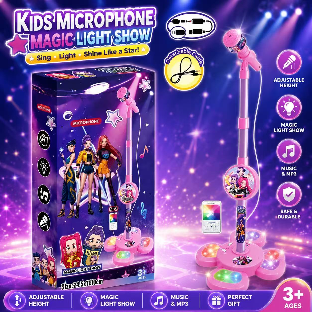 Audio Music Maker - Mikrofon Karaoke dengan Stand, Mesin Musik