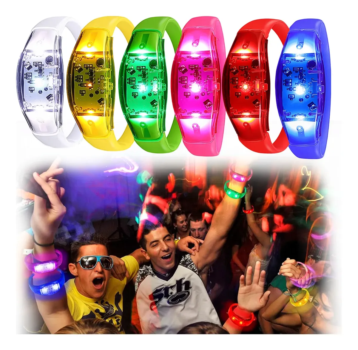 6PCS Gelang LED Aktif Suara de - Audio Music Dj ulasan dan harga
