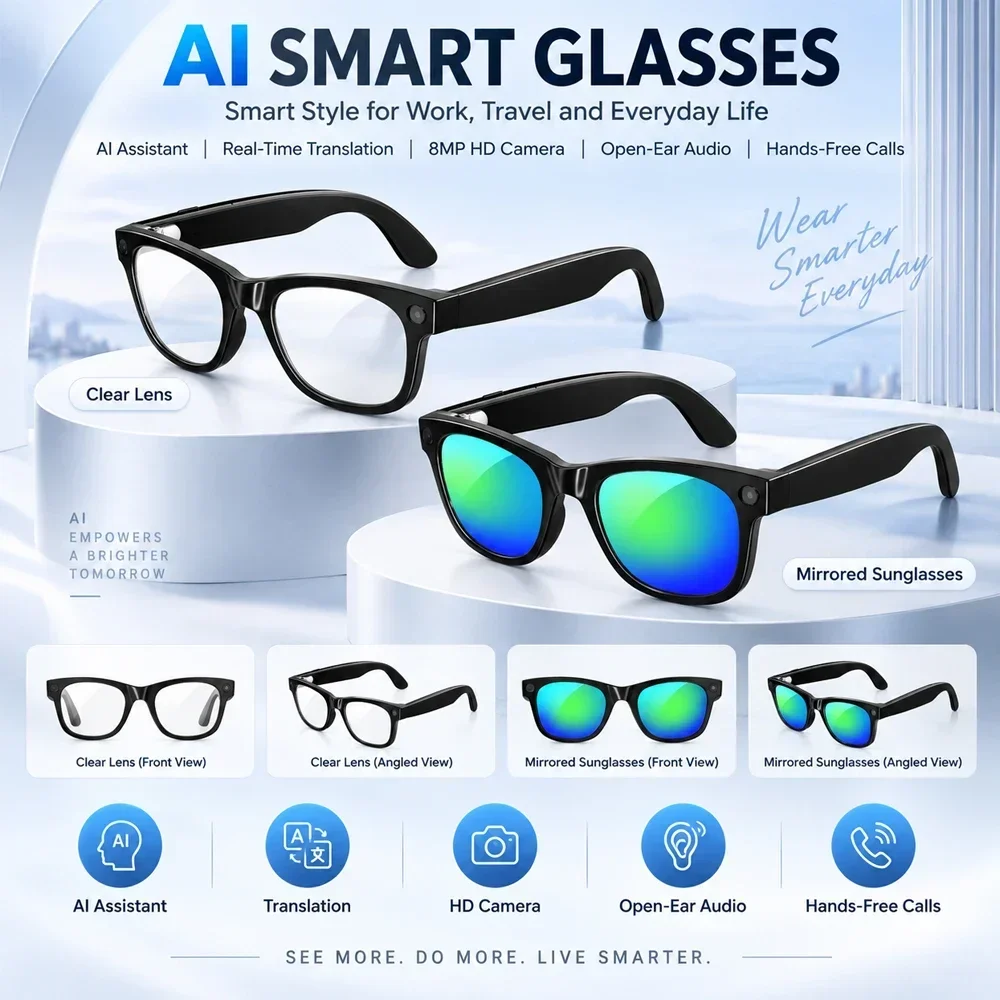Kacamata Pintar AI 2026 MT5 Mi - Audio Music Voice ulasan dan harga