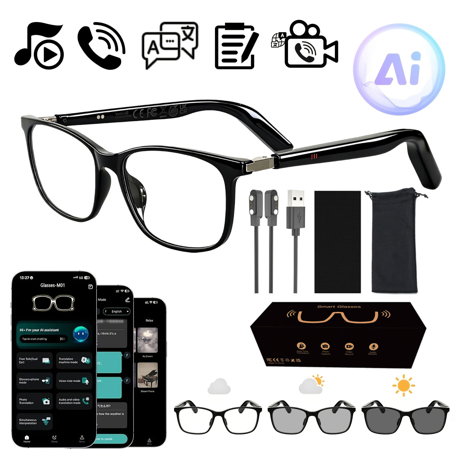 Kacamata Audio Pintar dengan T - Audio Music Voice ulasan dan harga